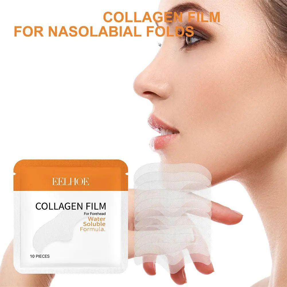 Forehead Facial Mask Collagen Soluble Moisturizing Face Sticker Cheek Women Eye Mask Face Cheek Skin Care Facial W8G4