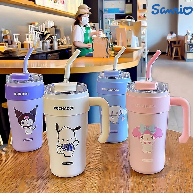 860ml Sanrio Kuromi Thermos Bottle Cute My Melody Sippy Water Cup Vacuum Flask Stainless Steel Capacity Insulated Mug Gifts