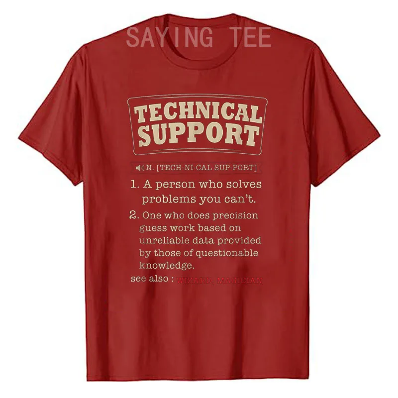 Tech Support Definition T-Shirt Humor Funny Computer Nerd Geek Techie Gift Tees Letters Printed Graphic Outfits Short Sleeve Top