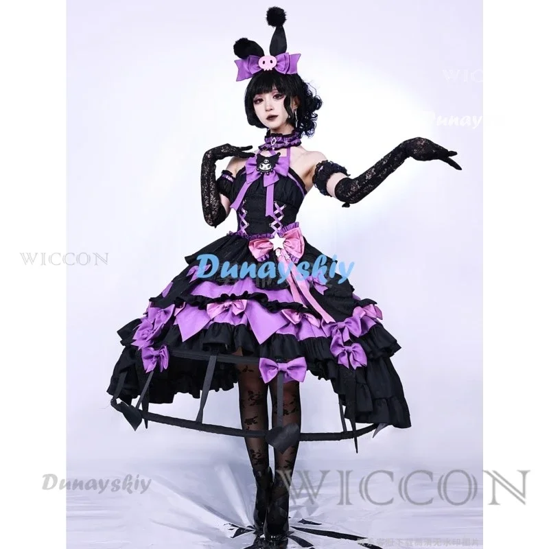 MN1 Bloody Queen  Cosplay Costume Identity V Cosplay Costume Black Lolita Gothic Long Dress Full Set Wig Halloween Xmas9*Jy