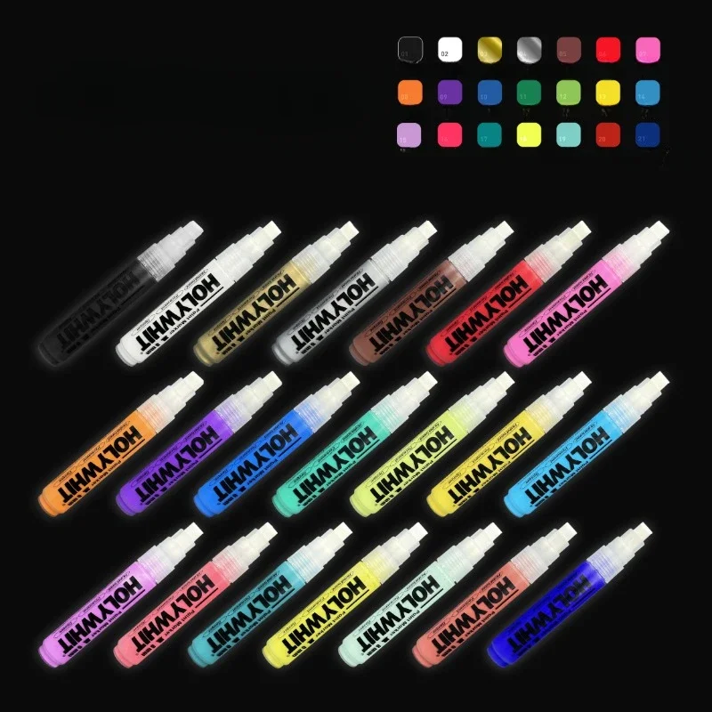 

20ML Graffiti Signature Pen Fluorescent Paint Pen Student Art Painting 8MM Pen Tip Can Add Ink Oily Anti-Horizontal Head Marker