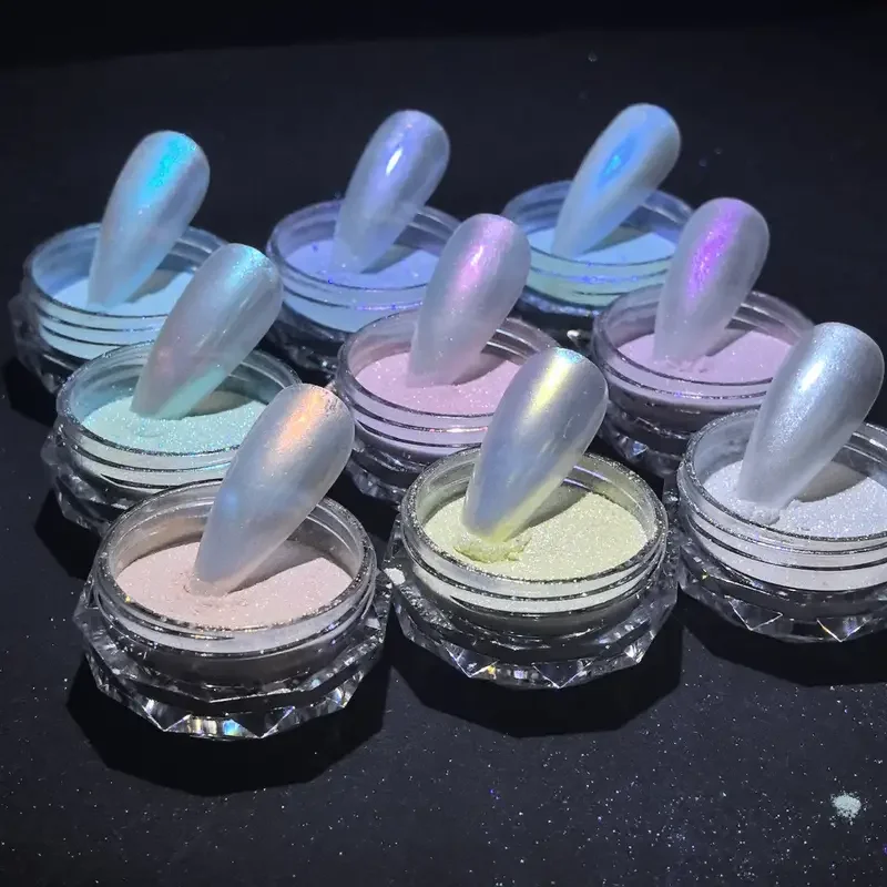 

9 PCS Holographic Nail powder Neon Shimmer Nail Glitter, Muscle Ice, Aurora, Pigment Powder Mirror Polish, Multicolor Decoration