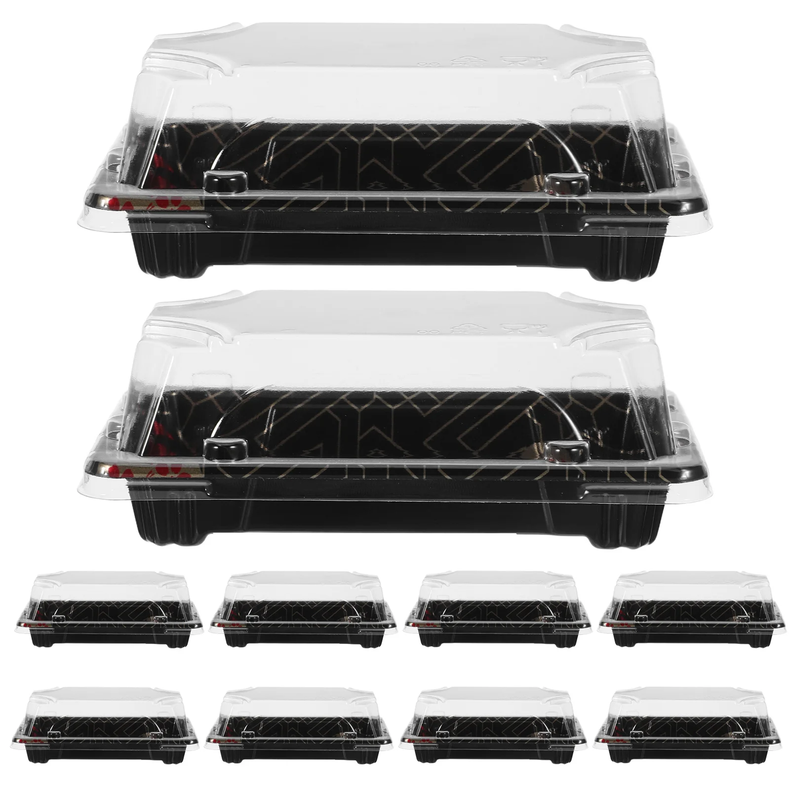 

50Pcs Reusable Sushi Container Transparent Rectangle Japanese Style Sealed Lid Lunch Box Food Storage Organizer Meal Prep