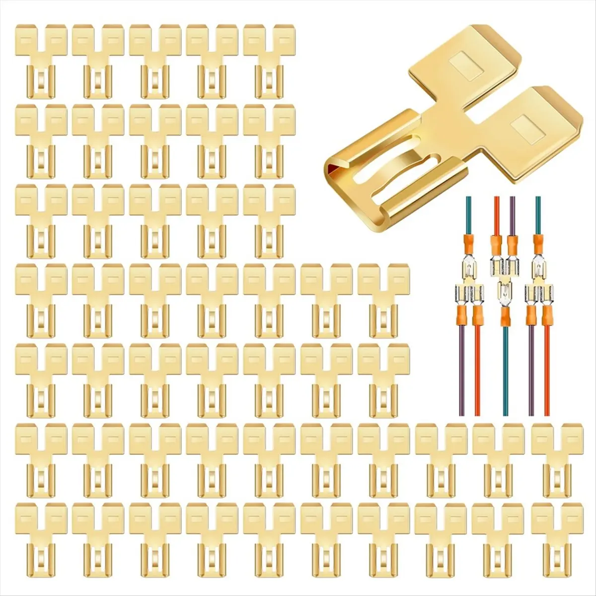 【TODAY-BUY】30Pcs Double Back Spade Connector Quick Disconnect Electrical Two-Way Wire Terminal Adapter Non-Insulated Male Single
