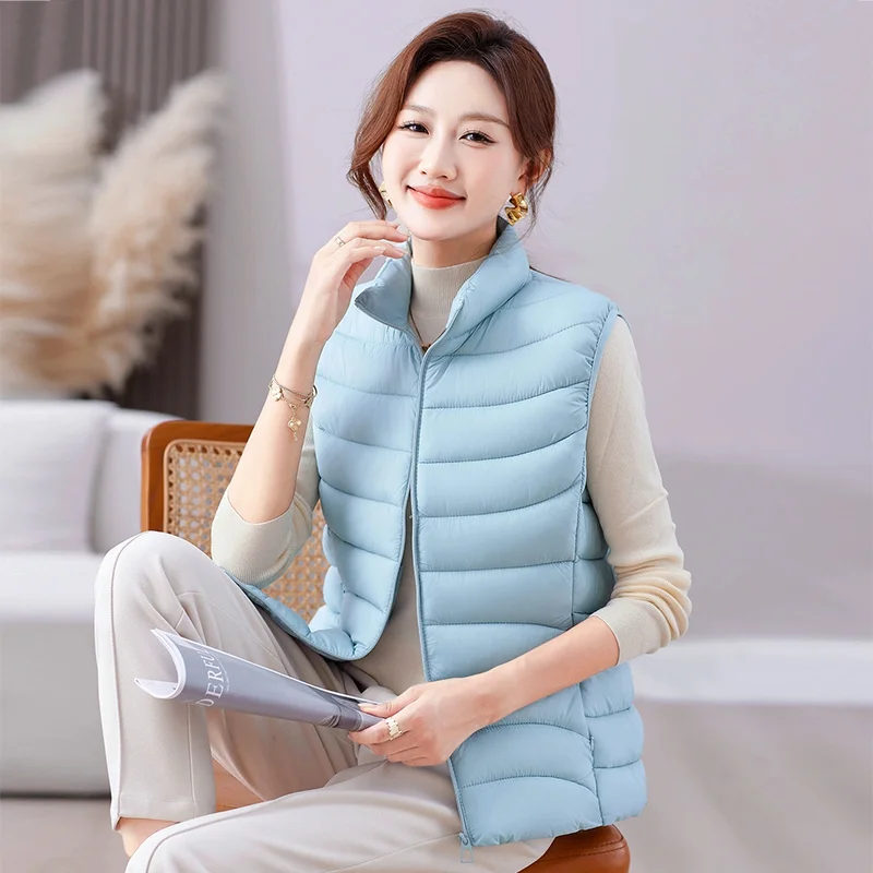 Cardigan a collo alto con tasca con cerniera tinta unita da donna, gilet casual, giacca alla moda