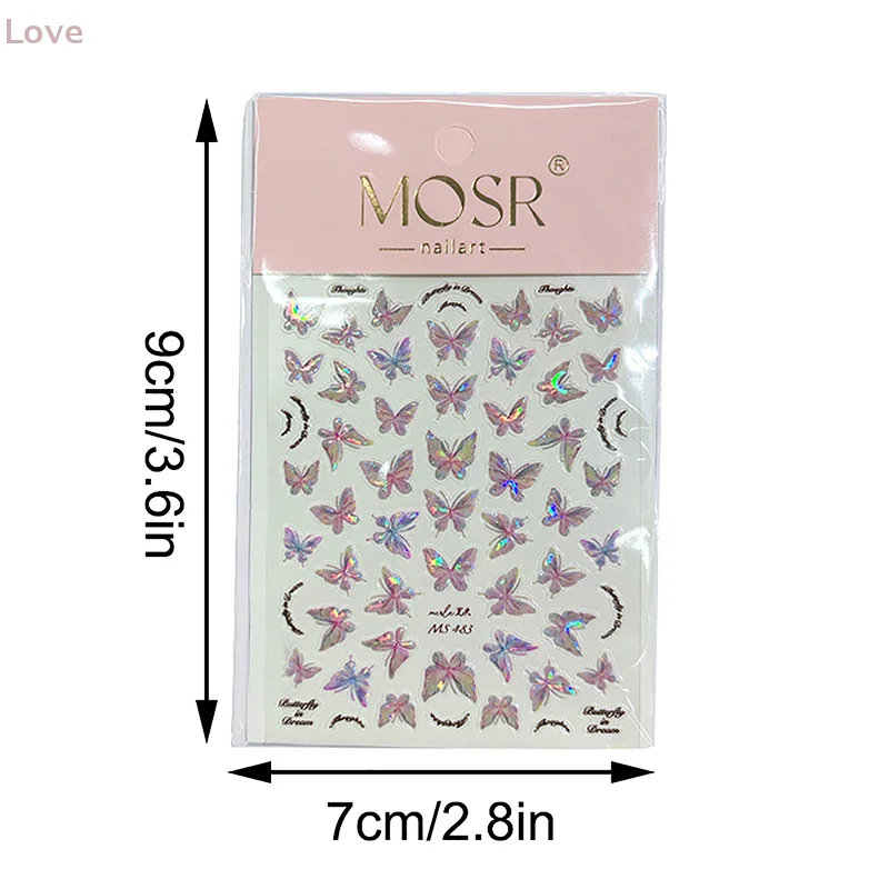 [L&P] 1 ورقة فلاش جزء الصدف ضوء فراشة ملصقات الأظافر الربيع مسمار الفن صائق تصميم مانيكير أداة