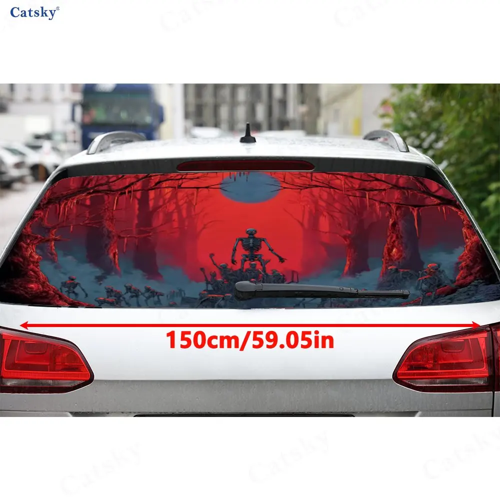 Blood Red Skull PVC material self-adhesive waterproof car rear window sticker, easy to paste without falling off, waterproof and
