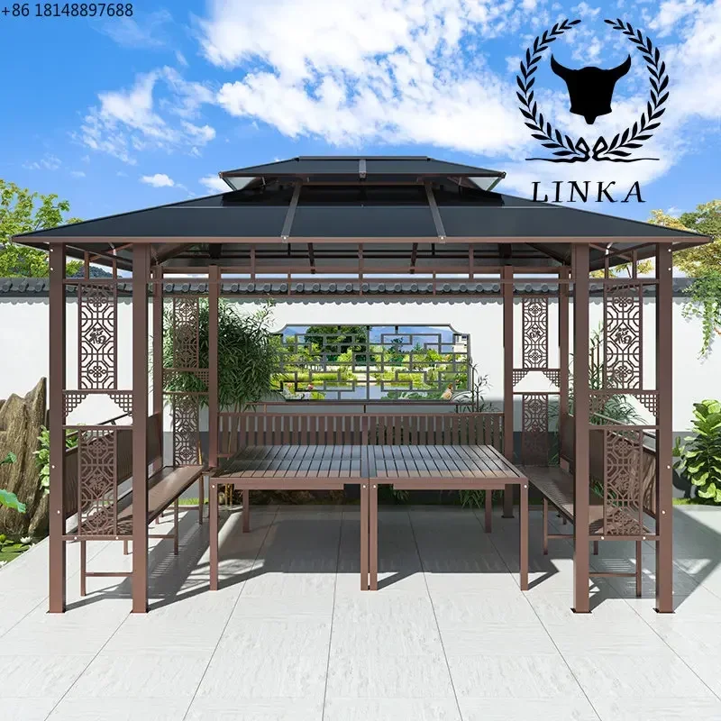 

Courtyard pavilion, iron villa simple modern four pillar terrace sunshade and rain shelter corner