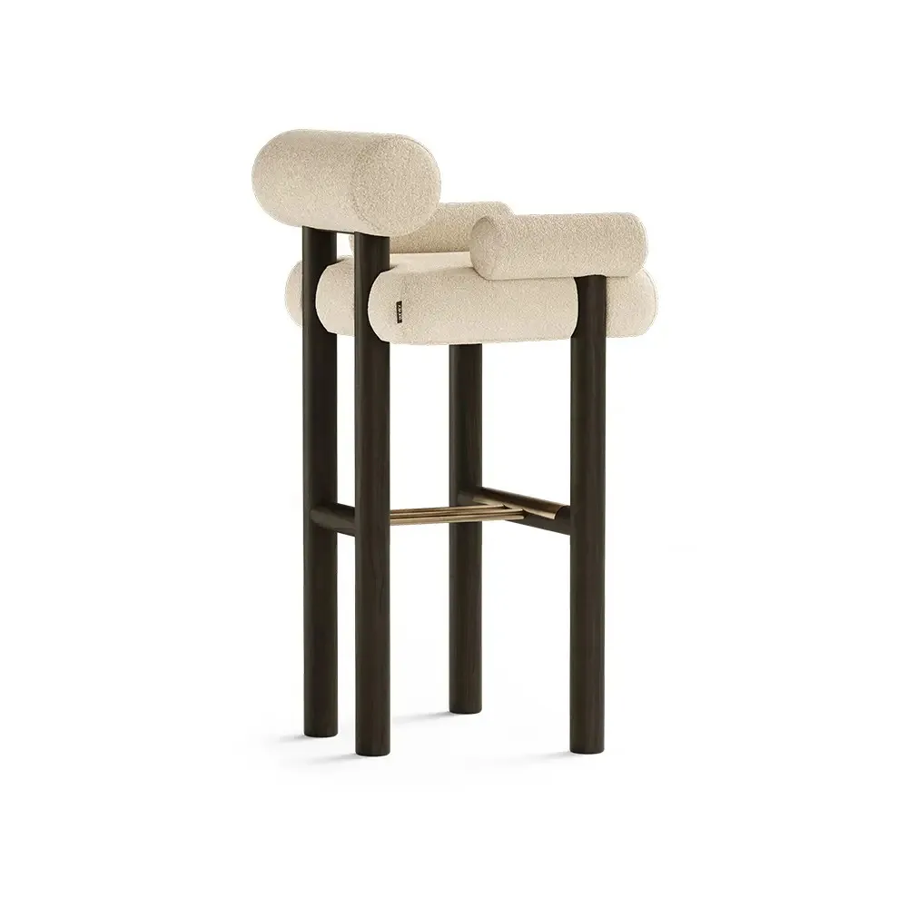 

#！Retro Style Bar Stool Minimalist Design Simple Fabric Cushions for Living Room Restaurants Cafes Kitchen Islands G