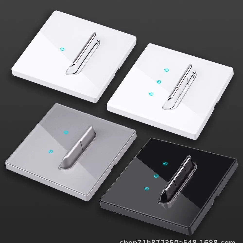 Toggle Reset Switch, 86-type Black Glass Panel, with LED Light, Full Range of Export Wall Socket Sets