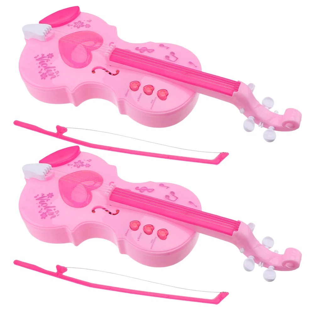 Mini violín divertido de plástico para niños, juguete de iluminación musical, violín, juguete Musical, violín, 2 uds.