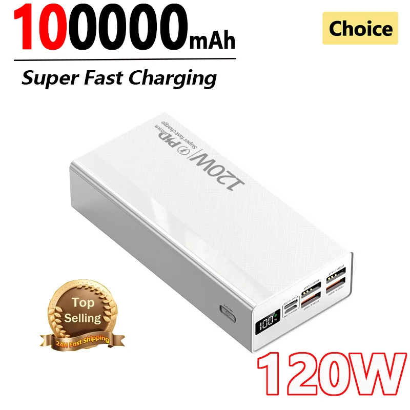 

120W Power Bank PD Fast Charging 100000mAh Ultralarge Capacity Portable Charger For Iphone Xiaomi Samsung Spare Battery New