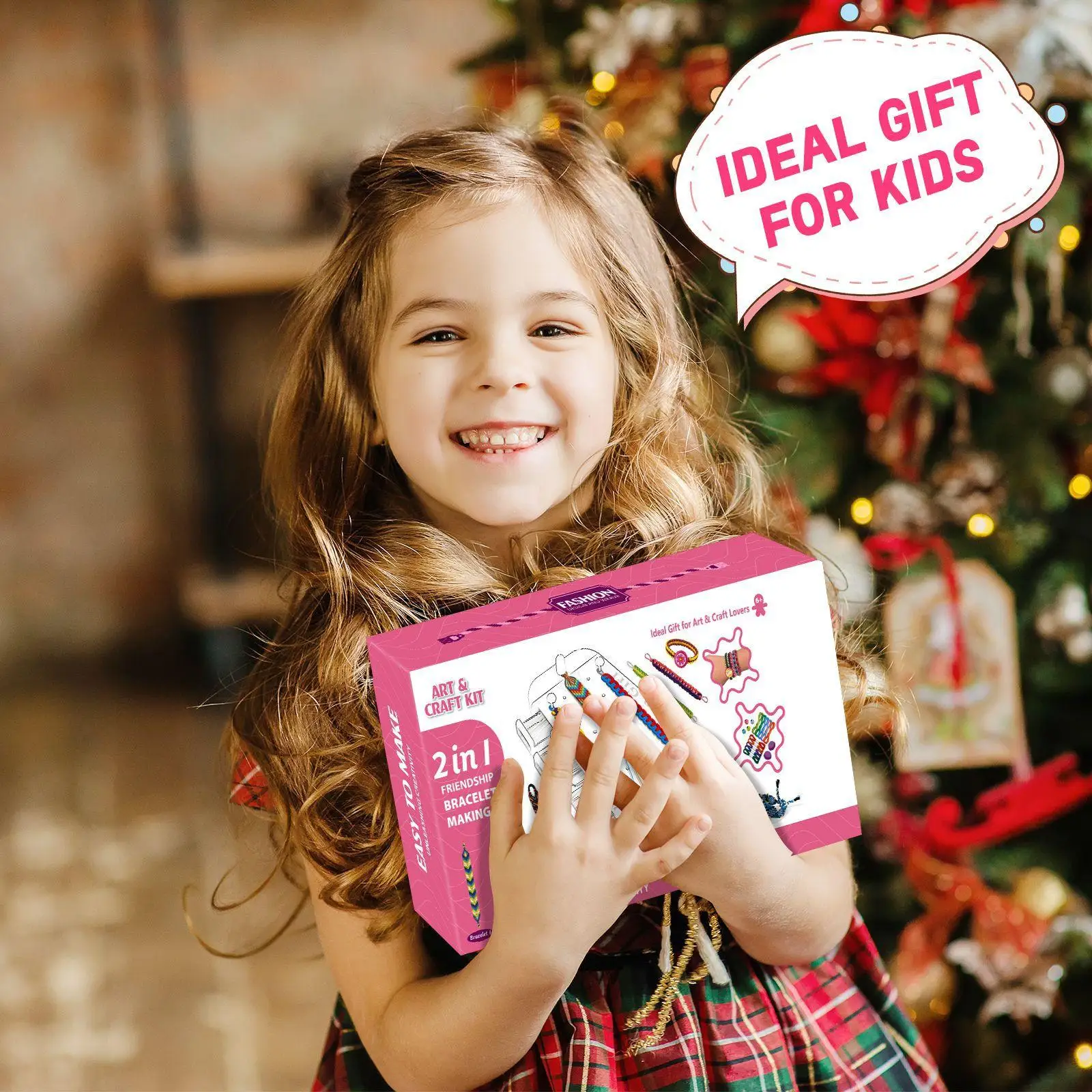 Friendship Bracelet Jewelry Making Kit for Girls Arts and Crafts Bracelets String Maker Kit Pretend Play Toy Birthday Gift