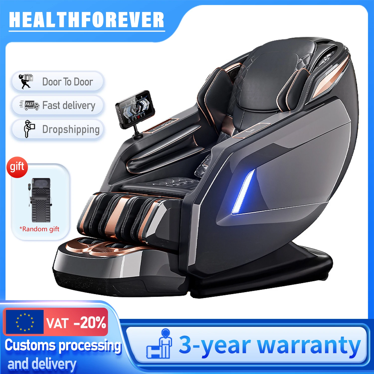 

massage chair full body 3 year warranty Intelligent Voice Control Chair Kneading 4d zero gravity massage office chair for home