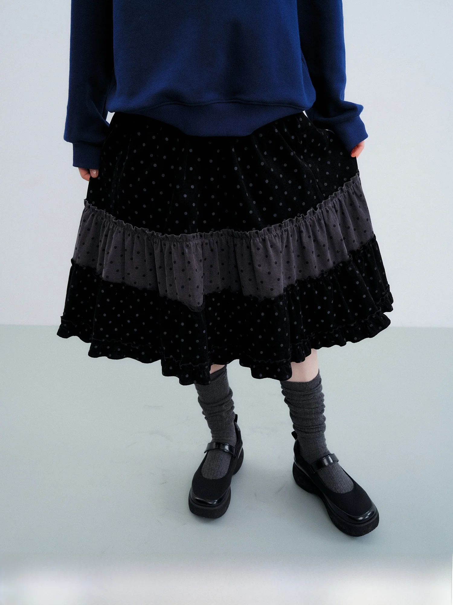 

Kokoasoko Polka Dot Color Blo A-Line Midi Skirt Women's Loose Fit Spring Autumn New Sle Casual Comfortable Cotton Skirt