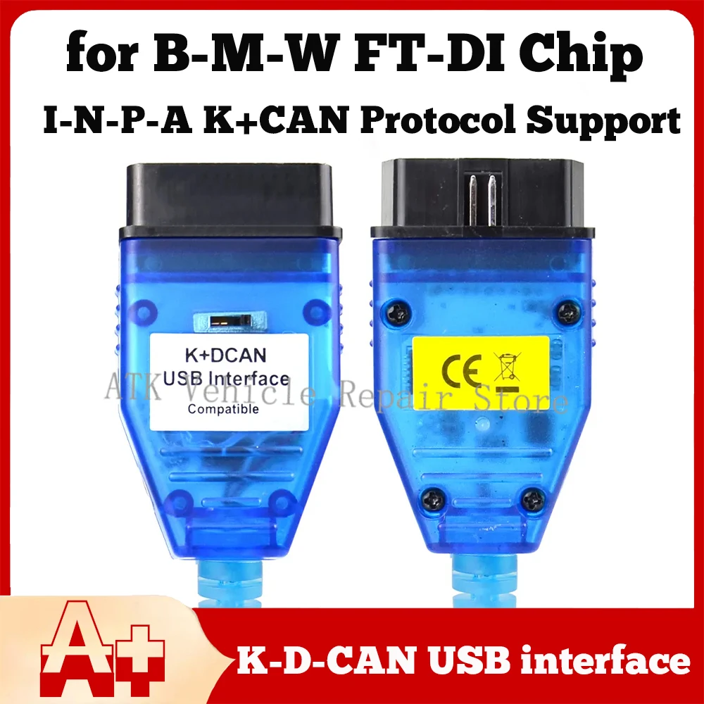 B-M-W diagnostic tool car inspection line switch I-N-P-A KLILK DLILFT232ATV OBDII Wild K+DLILUSB Scanner Diagnostic Cable