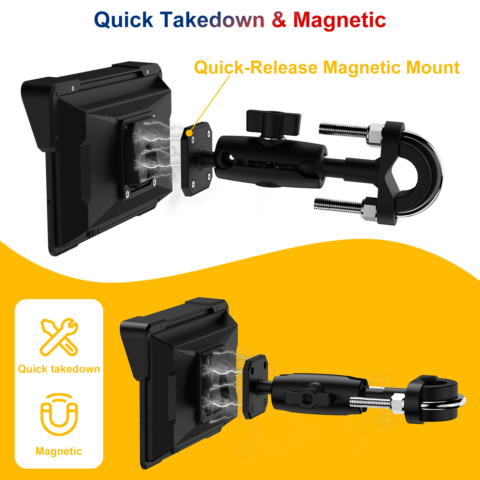 7.0 polegada sem fio carplay moto android auto portátil tela de navegação da motocicleta monitor gps à prova dwaterproof água