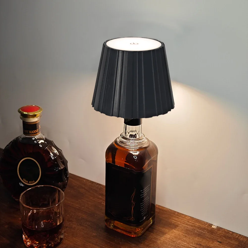 

Wireless Touch Control Bottle Table Lamp, 3-color Infinitely Dimmable, USB Rechargeable, Table Lights, for Bar Home Decoration