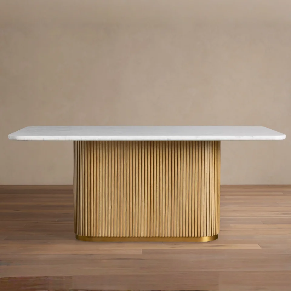 New Luxury Modern Marble Countertop Solid Wood Rectangular Dining Table for Home & Hotel Use