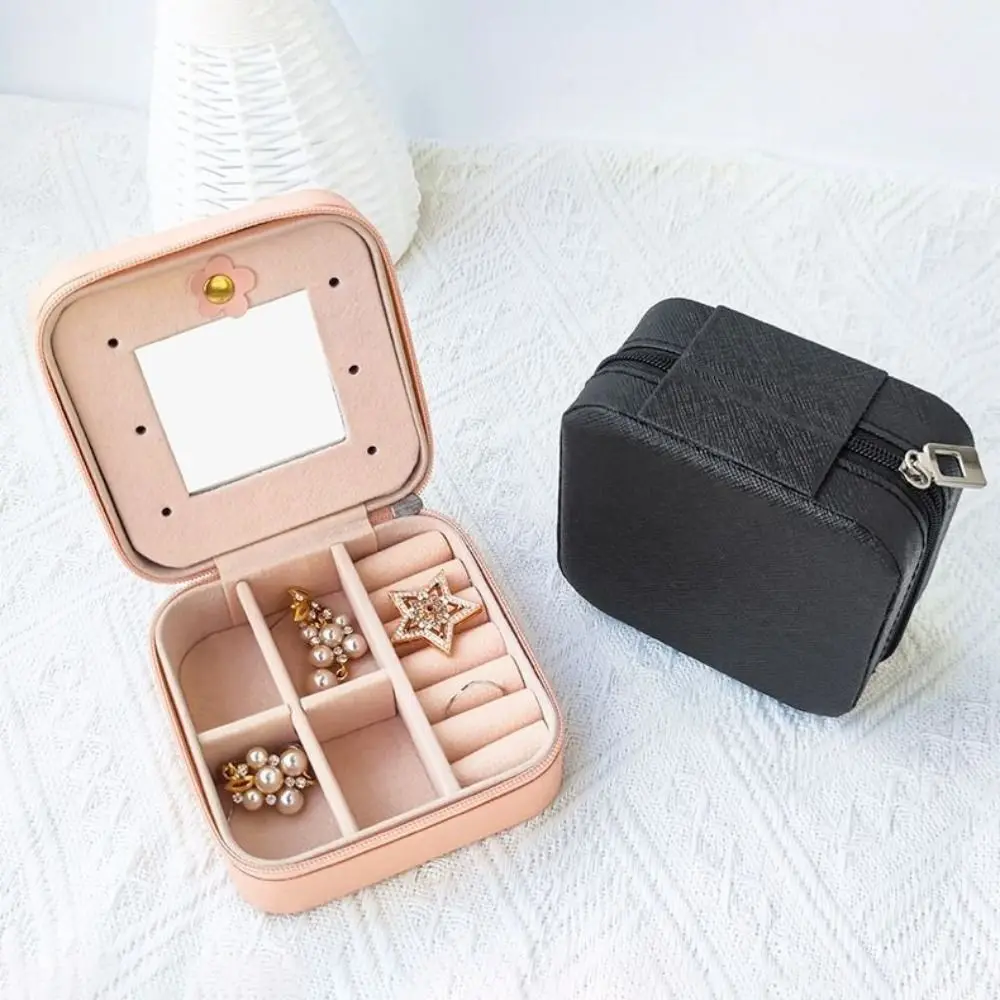 

Fashion with Mirror Mini Jewelry Box High-end Mini Ring Earring Storage Case Elegant Jewelry Organizer