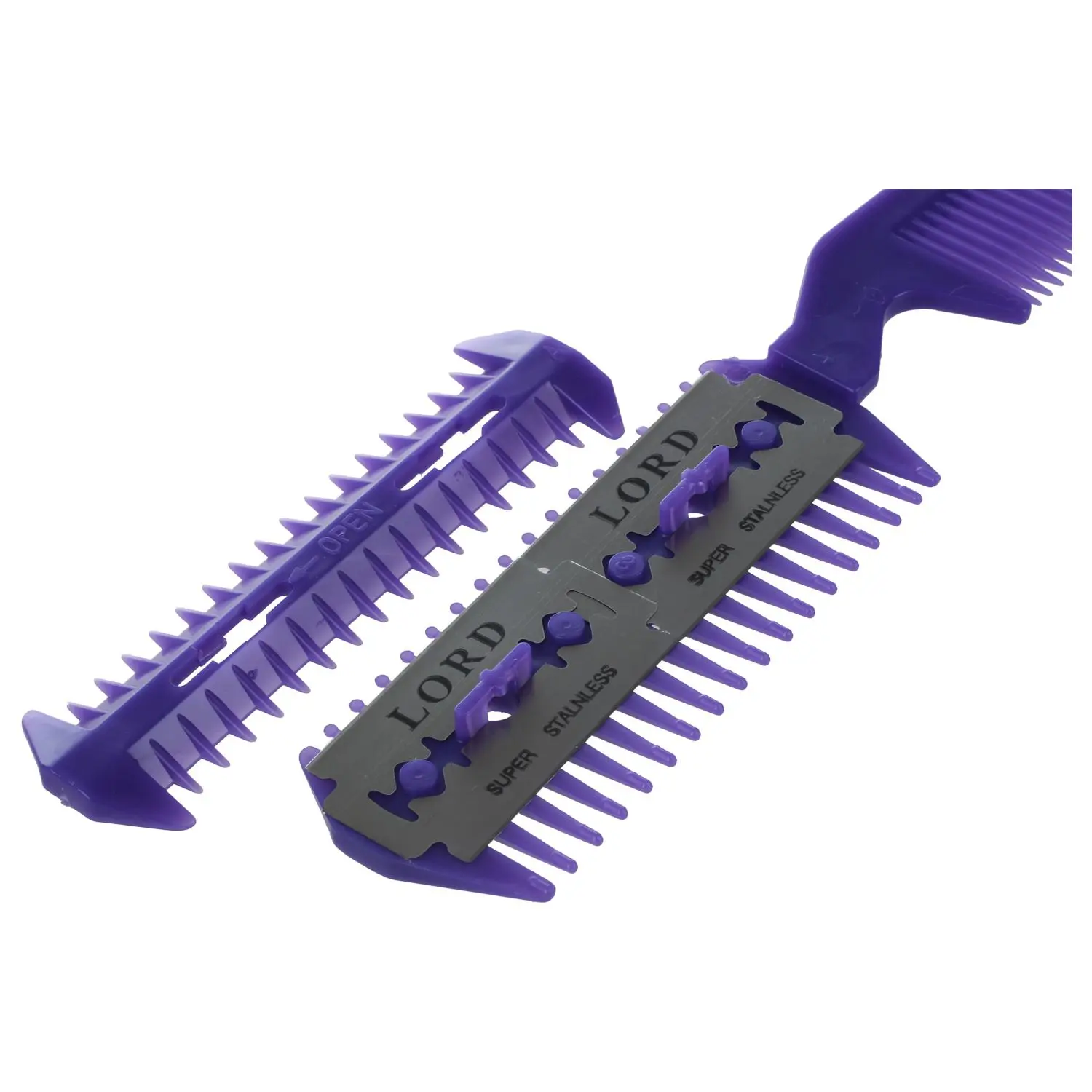 Metal Blade Razor Plastic Hair Comb Cutter Trimmer Purple