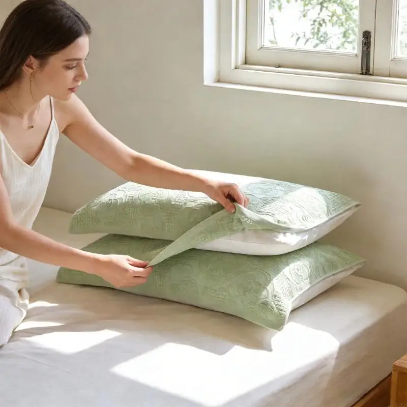 62KD Pair of Comfortable All Cotton Pillow Towels for Restful Night Sleep Experience