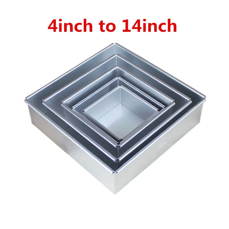 Square Cake Pan with Removable Bottom Anodized Aluminum Wedding Birthday Baking Cake Tin Cheesecake Pan Chiffon Mold stencil