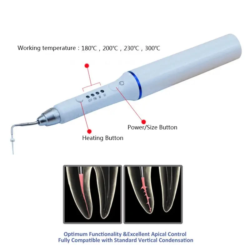 

Dental Obturation Pen Warm Vertical Compaction Device Gutta Percha New Obturation Pen With 4 Tips and Double Charging