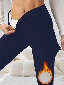 High Waisted Fleece-Lined Leggings for Women，Thick Soft Tummy Control Workout Running Yoga Thermal Warm Pants for Cold Winter