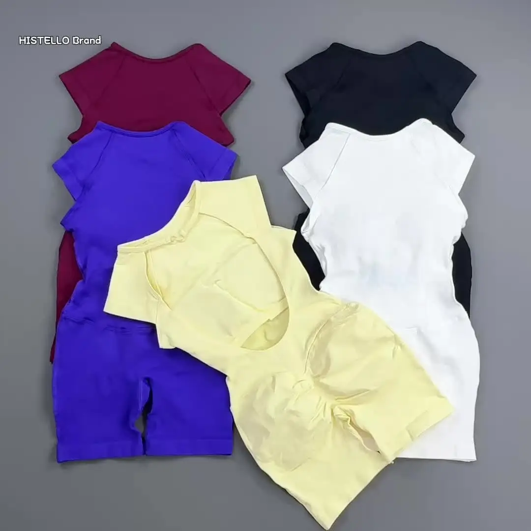 HISTELLO Impact Short Sleeve One Piece Bodysuit Women Backless Hollow Out Sports GYM Bodycon Slim Fit Sexy Yoga Workout Jumpsuit