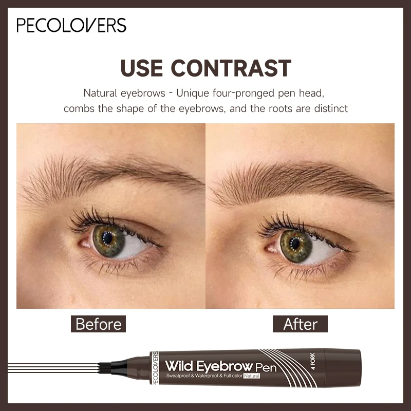 4 Fork Waterproof Eyebrow Pencil Women 3D Long Lasting Natural Liquid Eye Brow Pen Eyebrow Tint Tattoo Pen Tip Makeup Tools