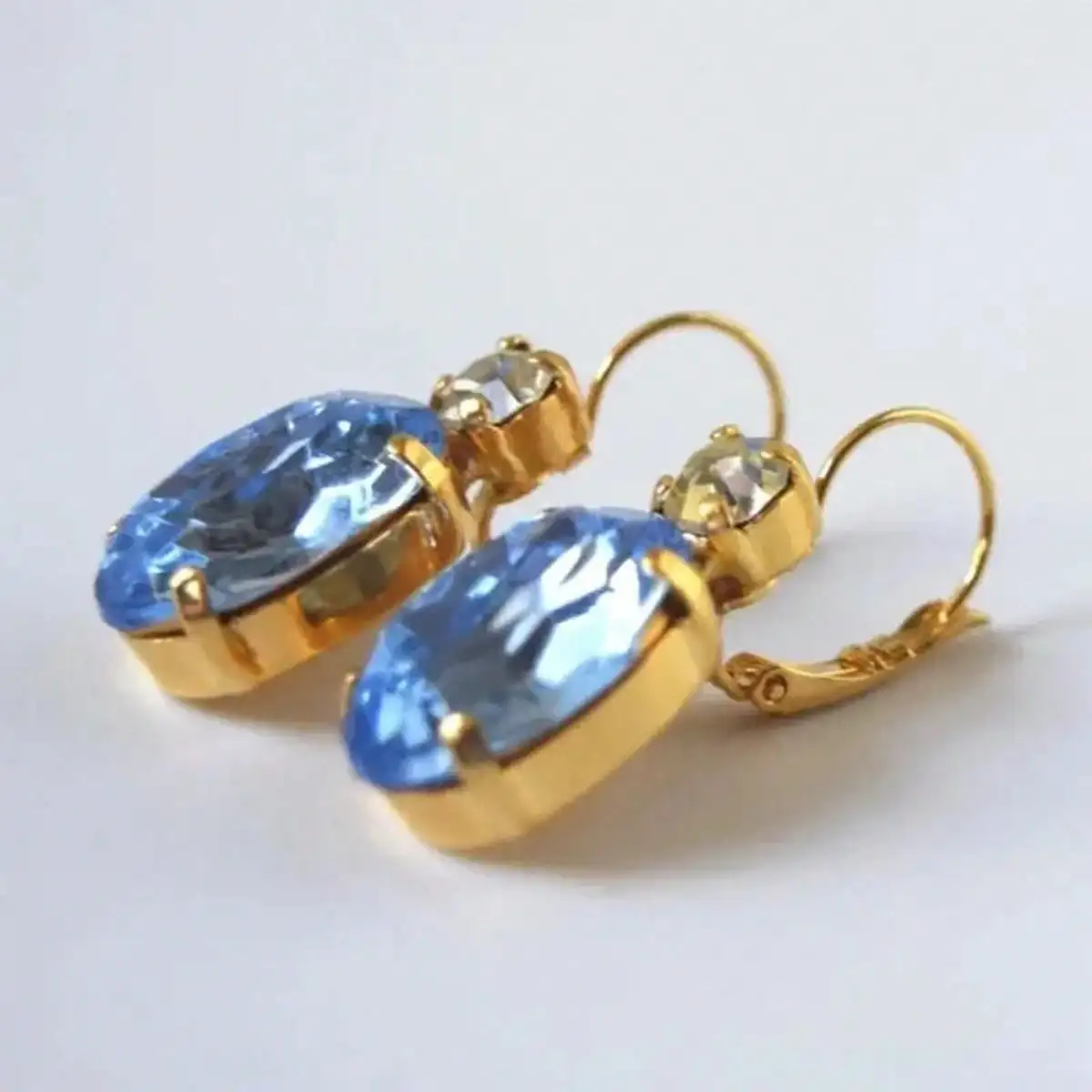 Boucles d'oreilles de luxe géométriques en cristal de zircone cubique bleue pour femmes, nouveaux bijoux de mariage en or exquis à la mode