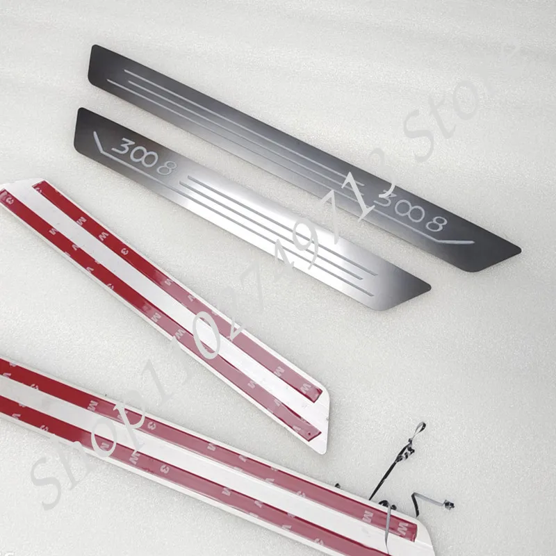 Stainless Steel Door Sill Scuff Plate Car Accessories Trim For Peugeot 3008 2009 2010 2011 2012 2013 2014 2015 2016