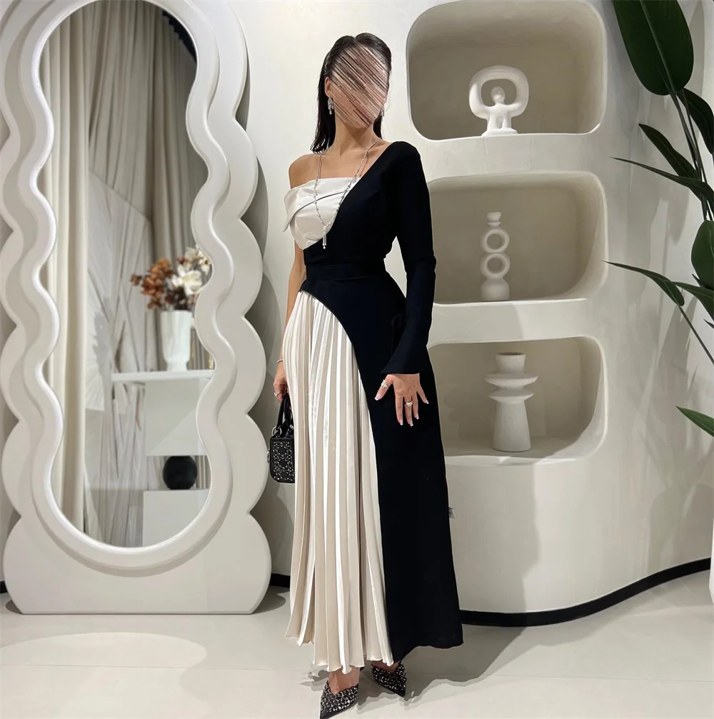 Customized Simple Exquisite Jersey Pleat Draped Sash A-line Off-the-shoulder Midi Dresses Homecoming Dresses Sizes Available Mat