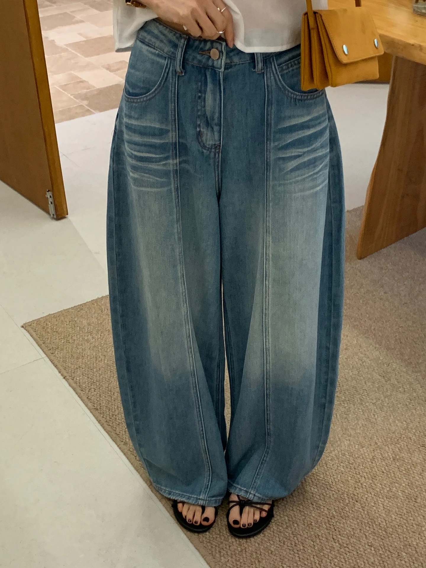 

High Waist Wide Leg Jeans Women's Loose Fit Casual Long Pants Spring New Style Retro Washed Denim Pants Versatile Casual Spri...