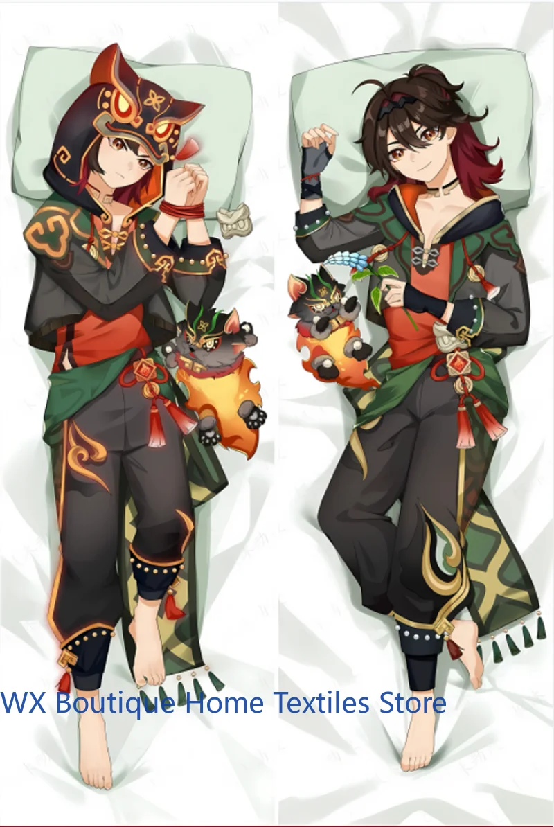 

Genshin Impact Dakimakura Anime Boy Ка Мин Gaa Ga Ming Min Liyue Lion Boy Jiaming Jia Ming Body Pillowcase