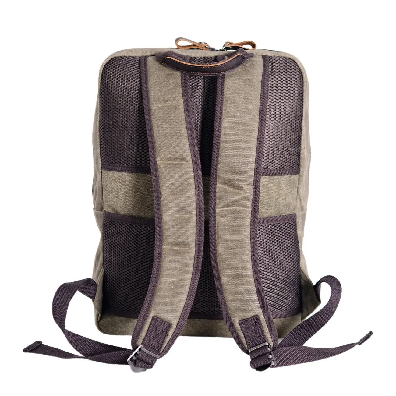 Vintage Outdoor Hiking Canvas Backpack Batik Canvas Cowhide Splash Waterproof Riding Computer Bag