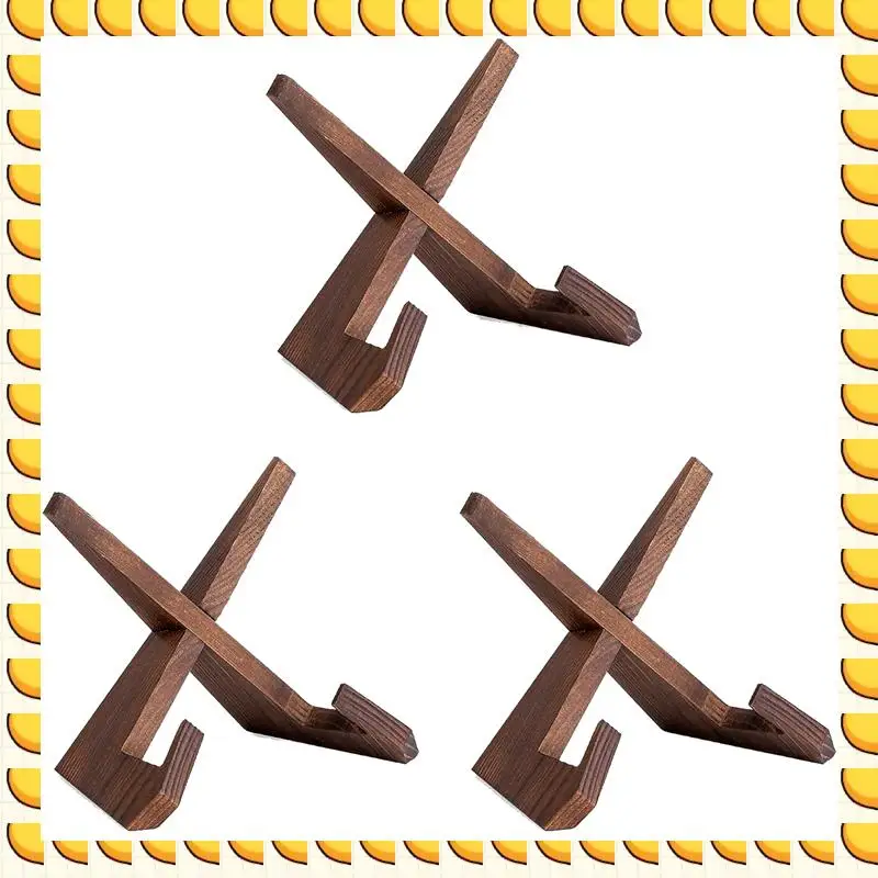

BAAU 3 Pieces Plate Stand For Display 6.5 Inch Plate Holder Display Stand Wooden Picture Frame Stand Table Top Easels