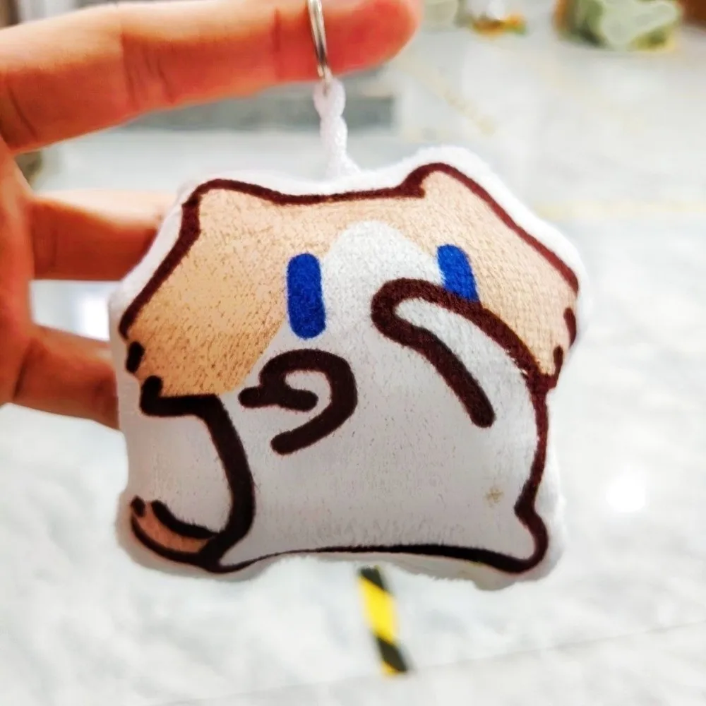 Press Sound Cat Plush Sound Keychain Abstract Soft Filling Stuffed Cat Pendant Animal Lint Resistant Mini Cat Key Ring Student