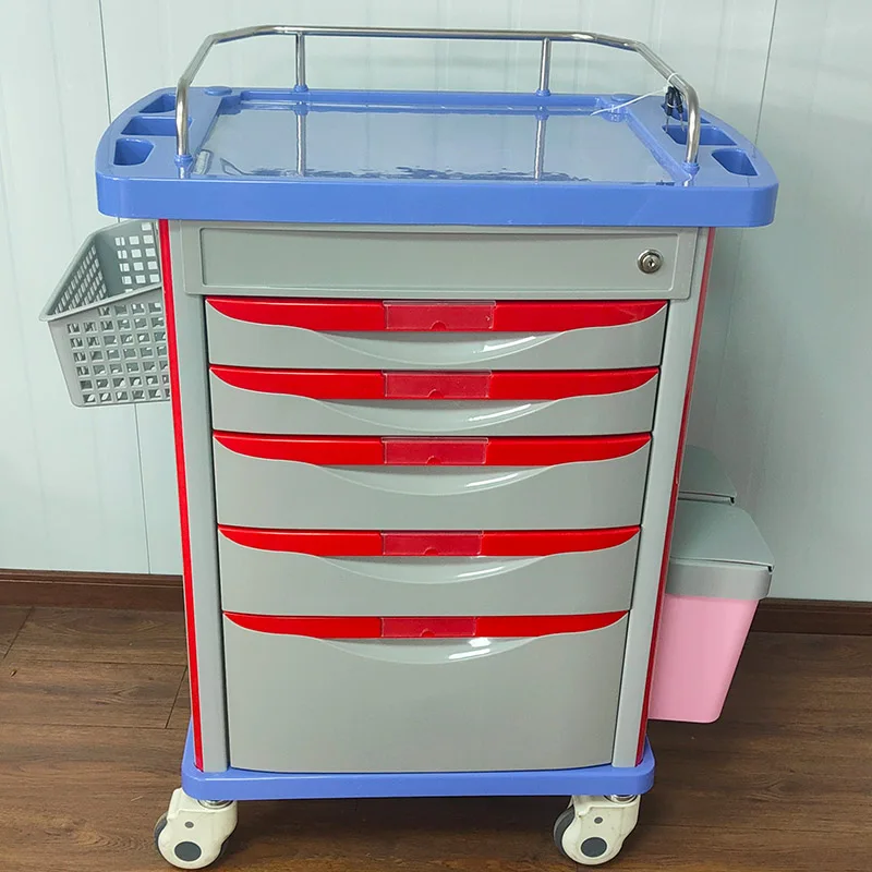 Best Price Modern Steel Hospital Furniture Anesthesia Trolley ABS Medical Crash Cart for Clinics and Ambulance