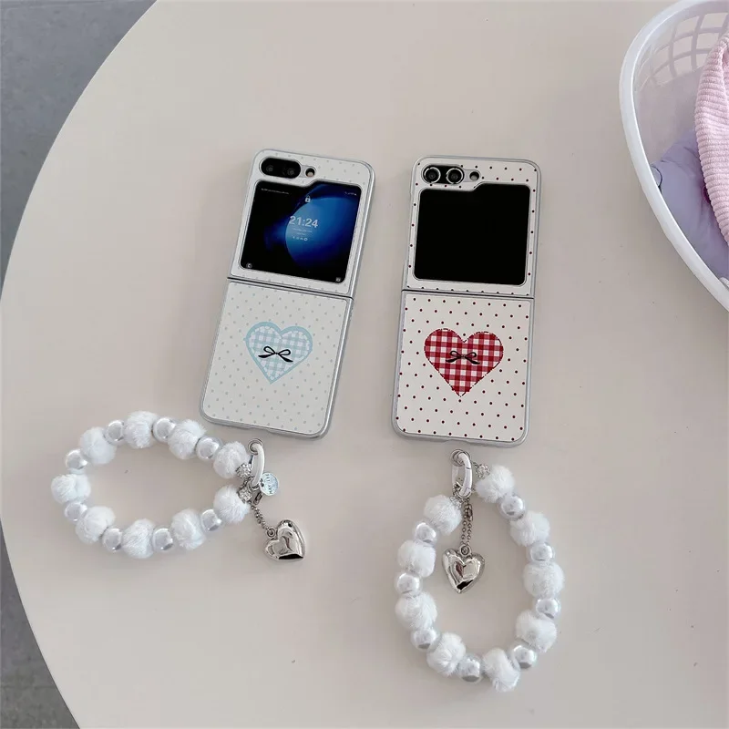 

Dots Heart Phone Case for Samsung Galaxy Z Flip 6 5 4 3 Protective Back Cover for ZFlip4 ZFlip5 ZFlip6 Case