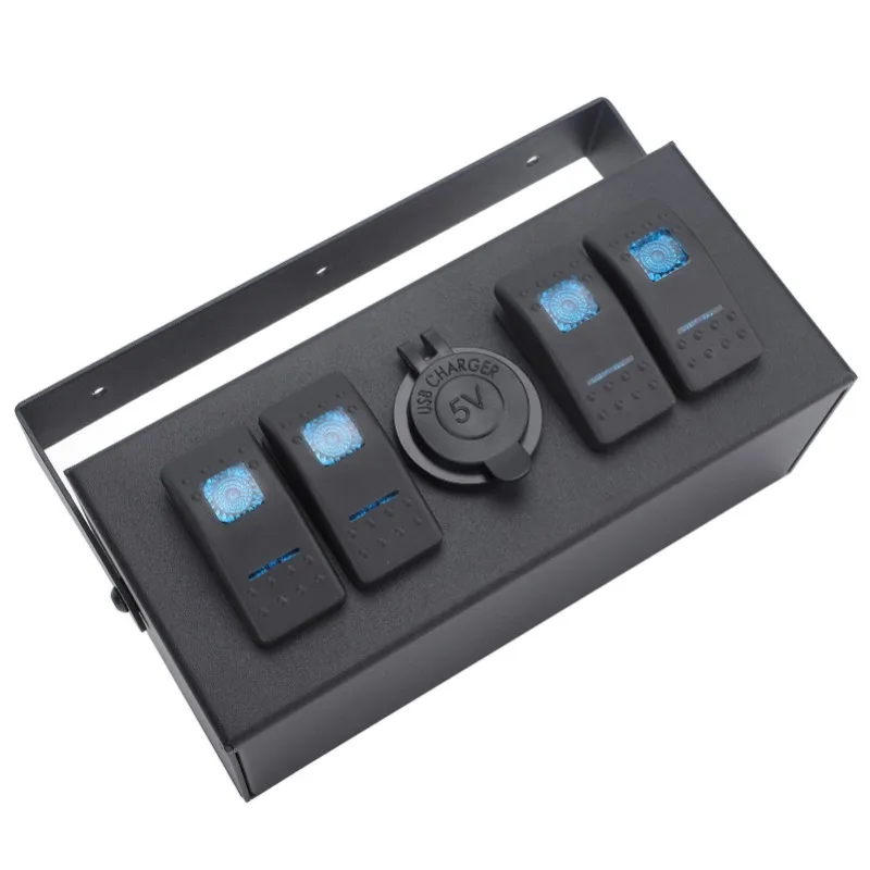 

Панель кулисного переключателя, универсальный огнестойкий водостойкий 4-клавишный кулисный переключатель для кораблей, яхт, автофургонов, автобусов