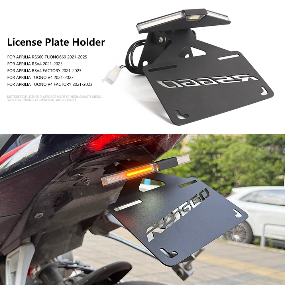 

Motorcycle Foldable License Plate Holder For Aprilia RS660 Tuono 660 V4 RSV4 1100 Factory Tail Tidy Fender Eliminator LED Light