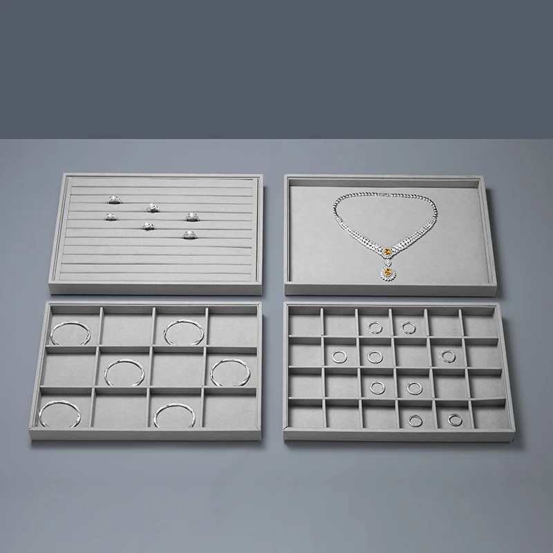 Oirlv Gray Jewelry Tray Ring Earring Bracelet Necklace Display Tray Table Top Stackable Drawer Storage Jewelry Organizer Tray