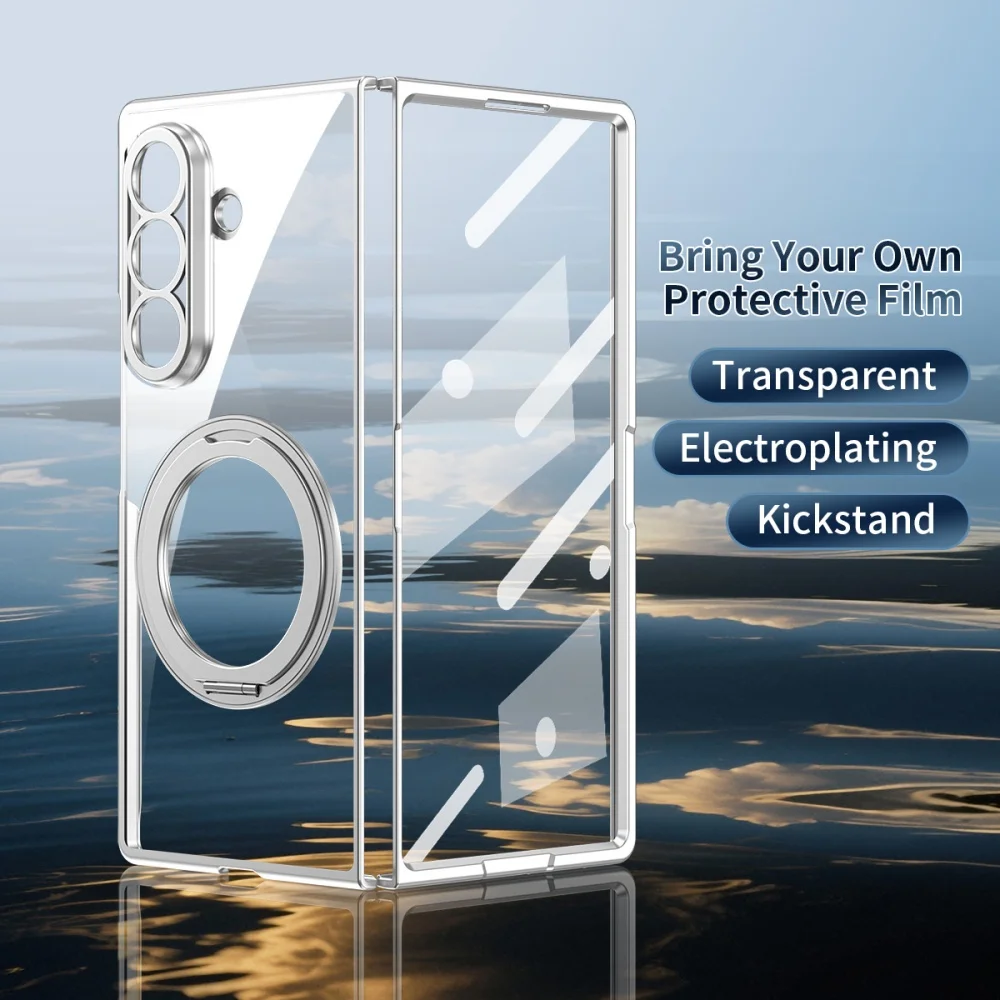 Etui z powłoką galwaniczną do bezprzewodowego ładowania z użyciem magnetycznego stojaka MagSafe do Samsunga Z Fold 8 Ultra 7 6 5 4, przezroczyste, odporne na wstrząsy, miękkie etui ochronne. — zdjęcie produktu 2