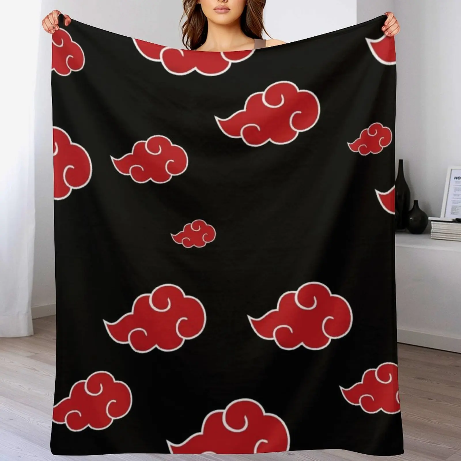 

Black and Red Cloud Throw Blanket Custom Furry For Baby Blankets