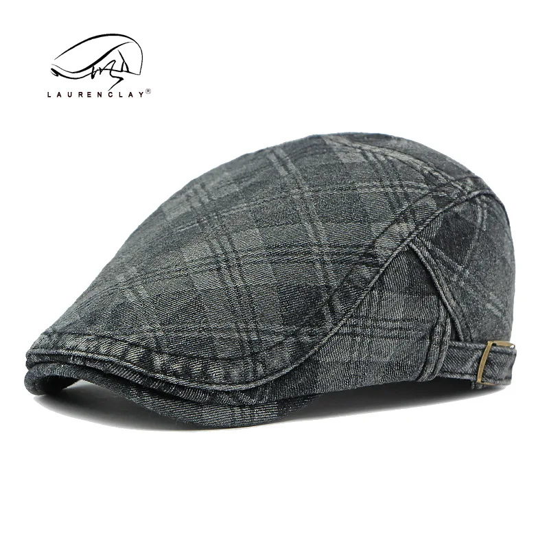 

Korean version of fashion washed denim duck tongue women's rhombus literary British retro Bere casual cotton forward hat