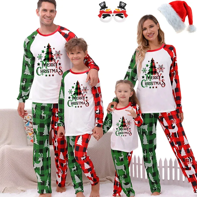 

Cotton Fashion Matching Christmas Pajamas for the Whole Family Mother Kids Clothes Dad Son Pijamas Xmas Family look Sleepwear