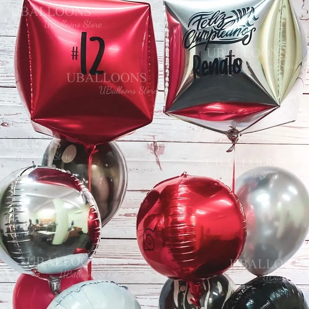 22 Zoll Würfel 4D Folienballons Metall Silber Diamant Quadratische Würfelballons für Geburtstag Verlobung Hochzeit Weihnachten Party Dekor – Detail 11