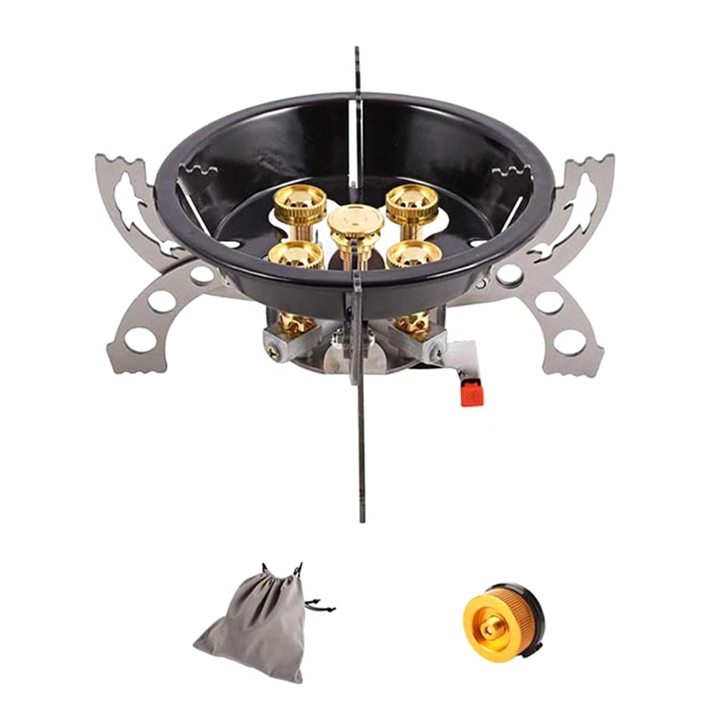 Outdoor Five-Star Fierce Stove Highpower Camping Barbecue Portable Windproof Stainless Steel Folding Stove